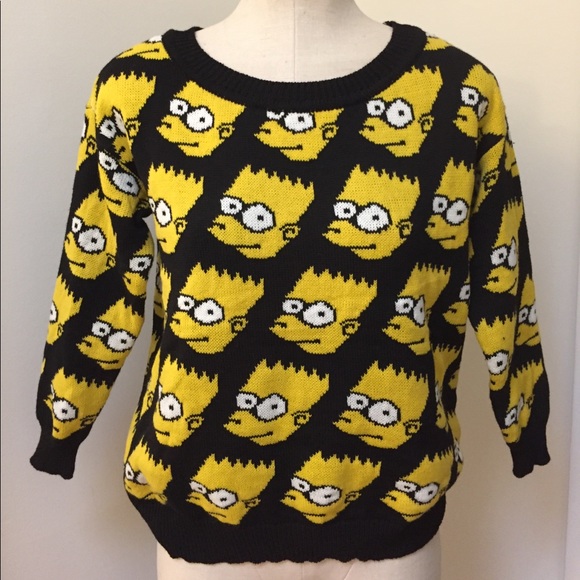 Unmarked Sweaters - Bart Simpson Sweater 3/4 Sleeve No Tags Fits M / L